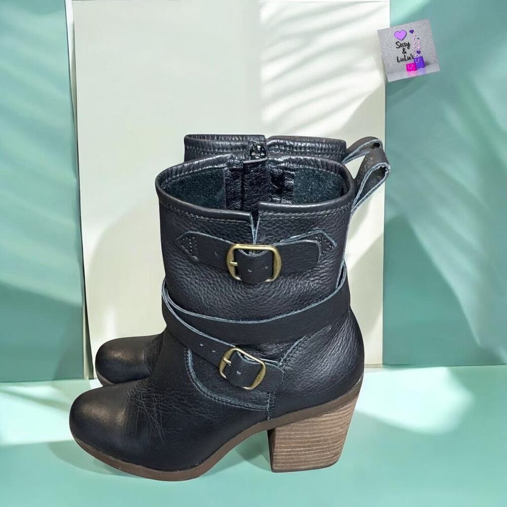 Lucky Brand Orenzo Ankle Moto Boots Black Leather Women's Size 6